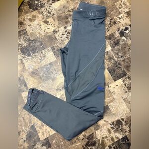 Nike activewear Charcoal Leggings with Navy Swoosh small